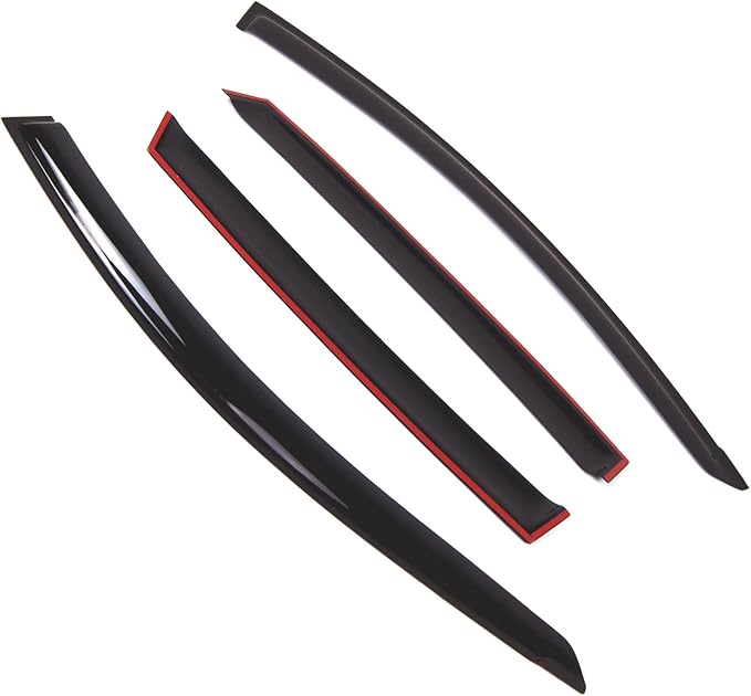 Tuningpros WD2-802 Dark Smoke 4 Pcs Set Window Visor (Outside Mount) Deflector Rain Guard Compatible with 2012-2017 Hyundai Accent Wagon