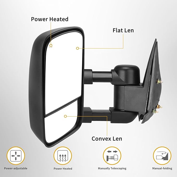 DWVO Towing Mirrors Fits 1988-1998 Chevy GMC C/K 1500 2500 3500 Pickup Manual Extendable Side Mirrors Pair Set