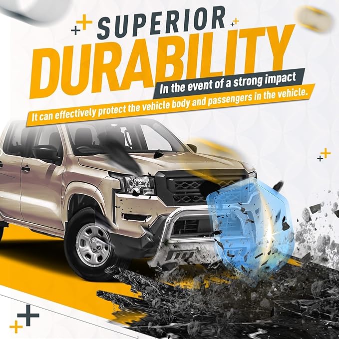 KUAFU Front Bull Bar Compatible with 2022 2023 2024 2025 Nissan Frontier Pickup Truck 3” Front Bumper Brush Grille Grill Guard Stainless Steel Polishing Silvery