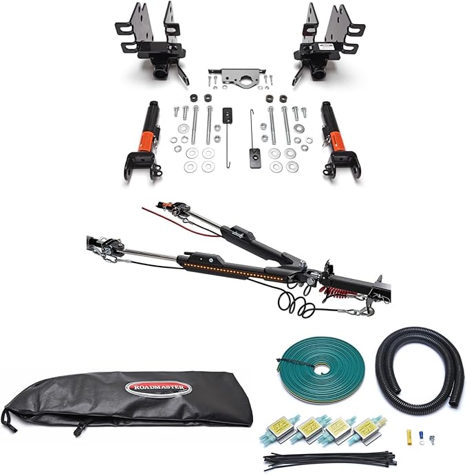 Roadmaster Nighthawk Tow Bar & Baseplate Combo with Universal Economy Wiring Kit fits 2018-2025 Jeep Wrangler JL | Illuminates RV Lights | Includes Decal