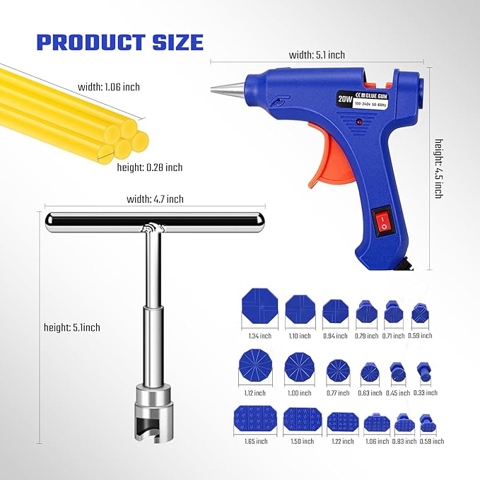 Car Dent Repair Removal Kit Small Paintless Auto Body Puller Remover Tool Tools,28Pcs Dent Pull Kits,Dent Remover Tool for Car Door Dents Hail Damage Refrigerator Dents (28Pcs-kit)