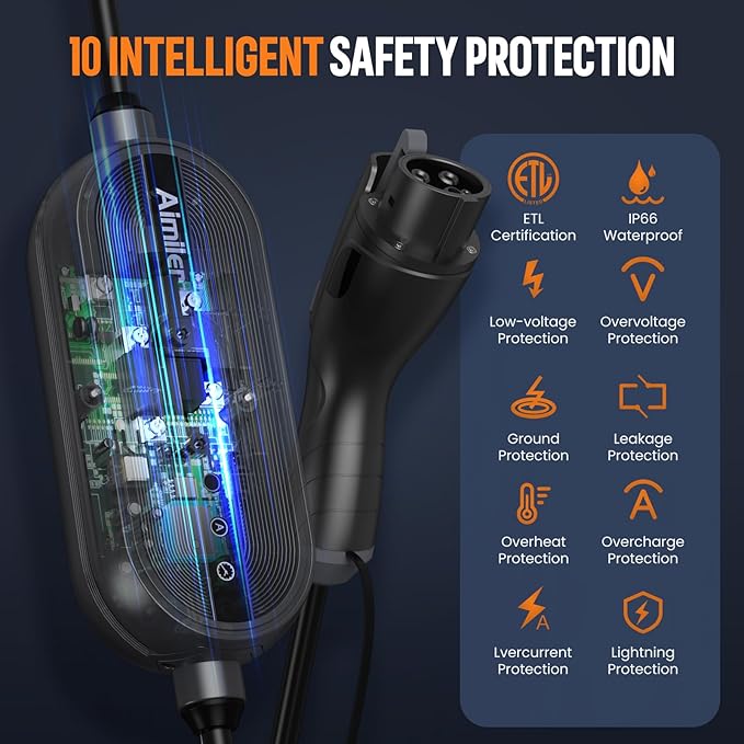 Level 2 Electric Vehicle (EV) Charger(WIFI APP/Plug-play), 32A, 25ft Cable ETL Certified, 220V-240V NEMA 14-50P Plug EVSE w/ J1772 Connector, Portable EV Car Charging Stations for Home Level 2