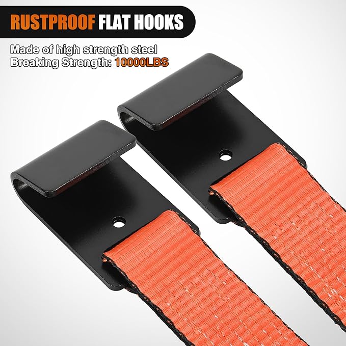 Nilight 2Pcs Tow Dolly Basket Straps with Flat Hook for 14”-19” Tires Car Heavy Duty Wheel 11128LBS Break Strength with 2 Axle for Trailer