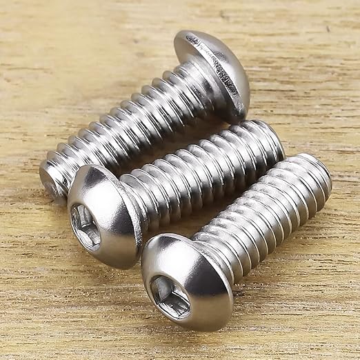 1/4-20 x 3/4" Button Head Socket Cap Bolts Screws, 304 Stainless Steel 18-8, Allen Hex Drive, Bright Finish, Fully Machine Thread, Pack of 30