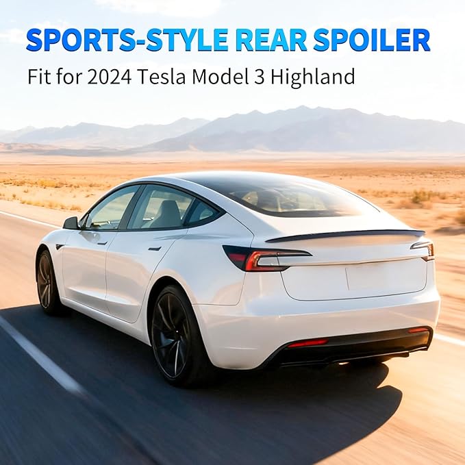 Nilight Spoiler Fit for Tesla Model 3 Highland 2024 Spoilers for Cars Rear Spoiler Wing Sporty Rear Trunk Lip Exterior Accessories No-Drill Installation ABS Carbon Fiber Pattern, Matte Black
