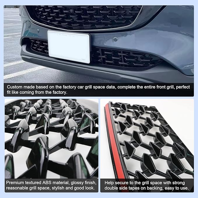 CDEFG 2024 2025 2026 CX-5 Front Grill Mesh Inserts Trims Front Grille Guard Compatible with 2022-2025 2026 Mazda CX-5 Car Exterior Accessories ABS Material 2024 2025 CX-5 Accessories(2PCS)