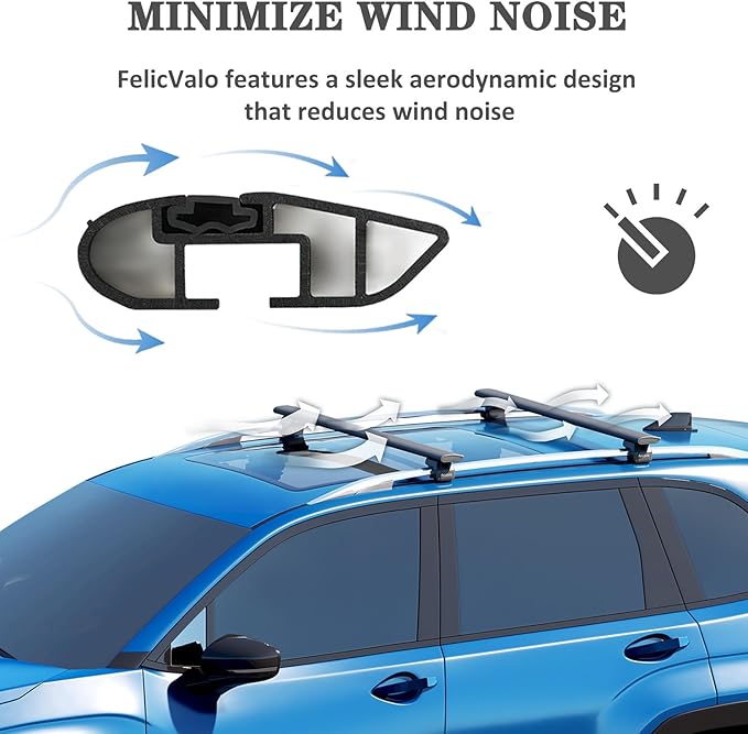 FelicValo 260lbs All-Metal Roof Rack Cross Bars Fit for KIA Telluride X-Line X-Pro 2023 2024 2025 with Raised Side Rails, Heavy Duty Aluminum Extended Crossbars Without Lock
