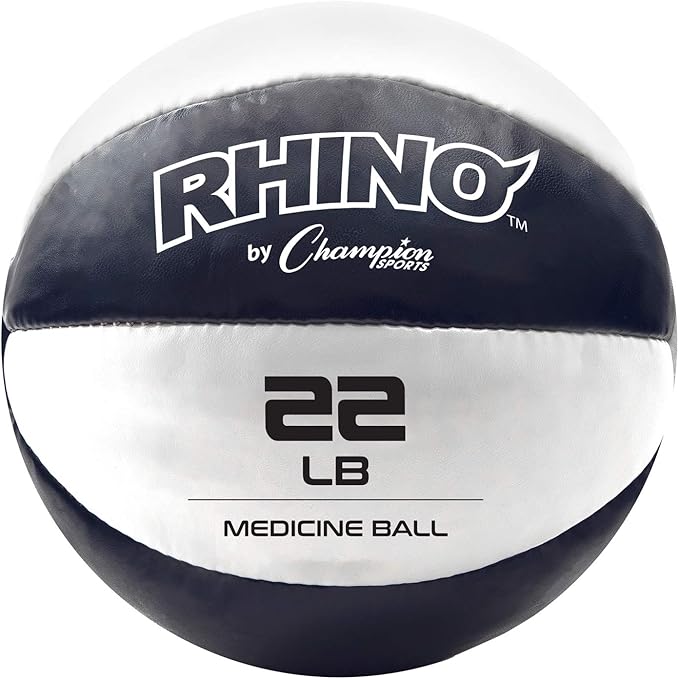 Champion Sports Exercise Medicine Balls, Leather with No-Slip Grip - Weighted Med Ball Set for Weight Training, Stability, Plyometrics, Cross Training, Core Strength - Multiple Styles