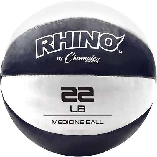 Champion Sports Exercise Medicine Balls, Leather with No-Slip Grip - Weighted Med Ball Set for Weight Training, Stability, Plyometrics, Cross Training, Core Strength - Multiple Styles