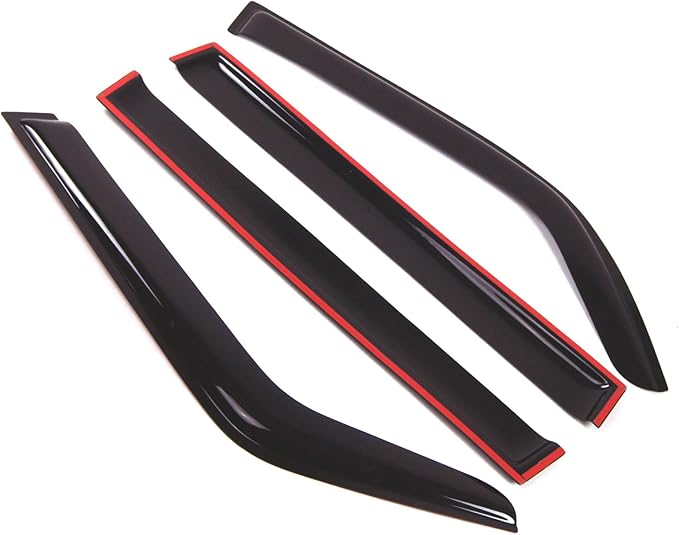 TuningPros Outside Mount Window Vent Visors Rain Guards Compatible with Toyota Land Cruiser 1980-1990 | Side Window Wind Deflectors Rain Shields | Smoke Tinted, 4 Pcs Set, DGWV-558