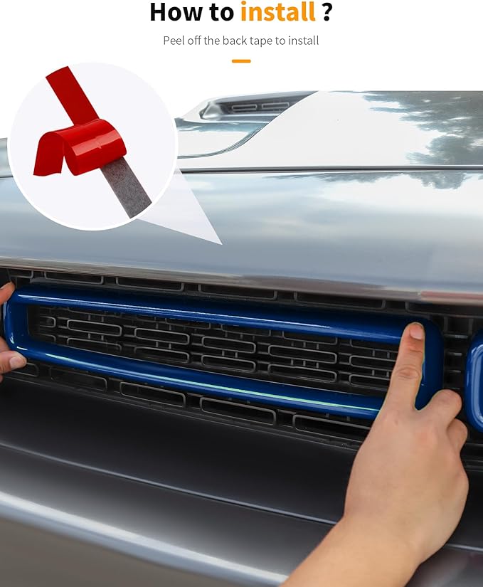 Hoolcar Front Grille Radiator Grille Insert Cover Grillwork Trim Compatible with Dodge Challenger 2015-2025+, Exterior Accessories, Blue, 2pcs