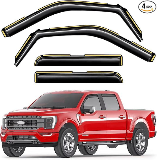 in-Channel Window Rain Guards Fit for Truck Ford F150 2021-2026 SuperCrew Extra Durable Window Visors Window Deflectors Vent Visors Vent Shades Car Accessories-4 pcs 2-Q11-Gai