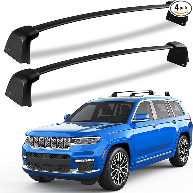 KINGGERI 220lbs Roof Rack Cross Bars Fit for Jeep Grand Cherokee L 2021-2026 & Grand Cherokee 2022-2026, Heavy Duty Aluminum Roof Rails Crossbars Carrier Bag Luggage Rails Kayak Skiboard