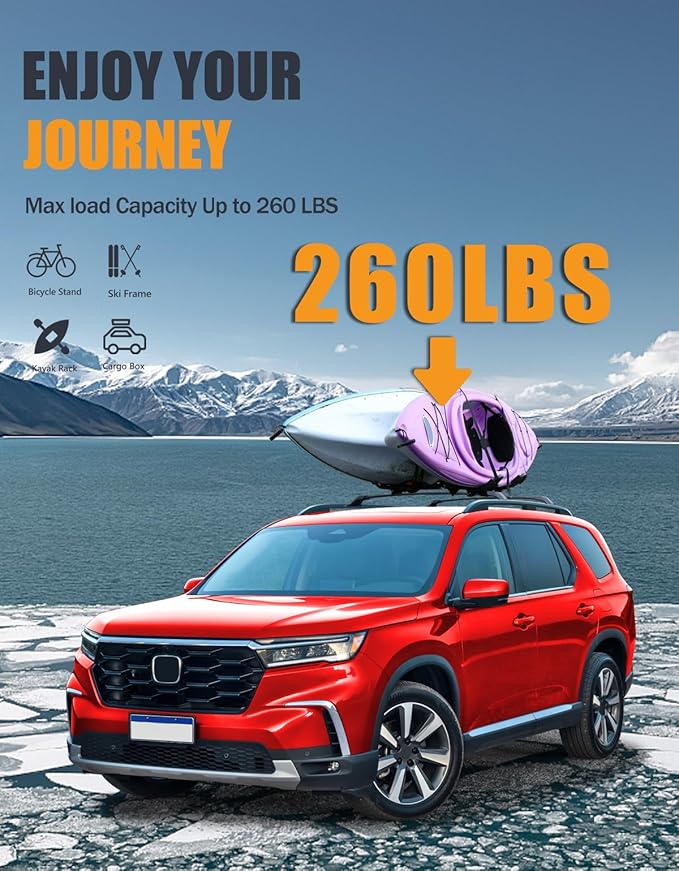 KINGGERI 260lbs Roof Rack Cross Bars Compatible with Honda Pilot 2023-2026 Sport TrailSport Touring Elite (Not for LX & EX-L), Aluminum Roof Rails Crossbars Rooftop Cargo Carrier Luggage Rails