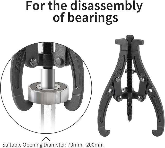 3 Jaw Puller 8in/200mm Universal Bearing Gear Pullers Heavy Duty Extractor Tool,High Carbon Steel Puller,Adjuestable Removal Kit Type for Bearings/Flywheels/Pulleys Remove