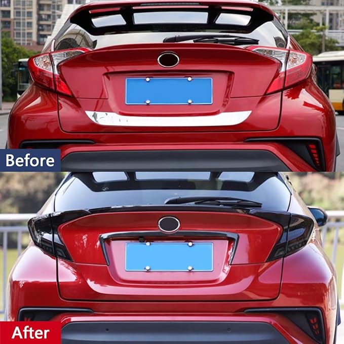 Car Accessories Tail Gate Grille Decoration Protector Guard Plate Fit For Toyota C-HR CHR 2018-2023 Rear Exterior Trunk Streamer Cover Trim Carbon Fiber ABS 1 PC