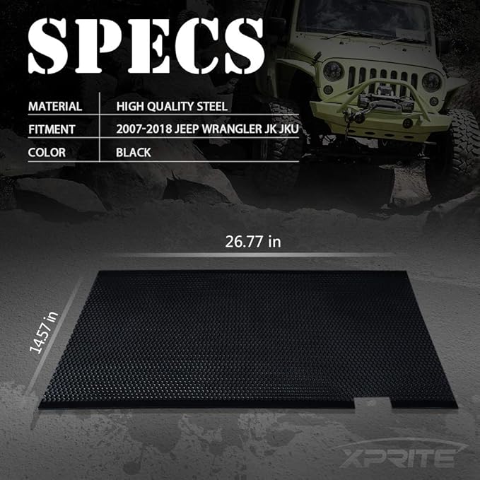Xprite Black Aluminum Alloy Mesh Insert Compatible with Jeep Wrangler JK JKU 2007-2018 Original Front Hood Matte Grill Grille Grid
