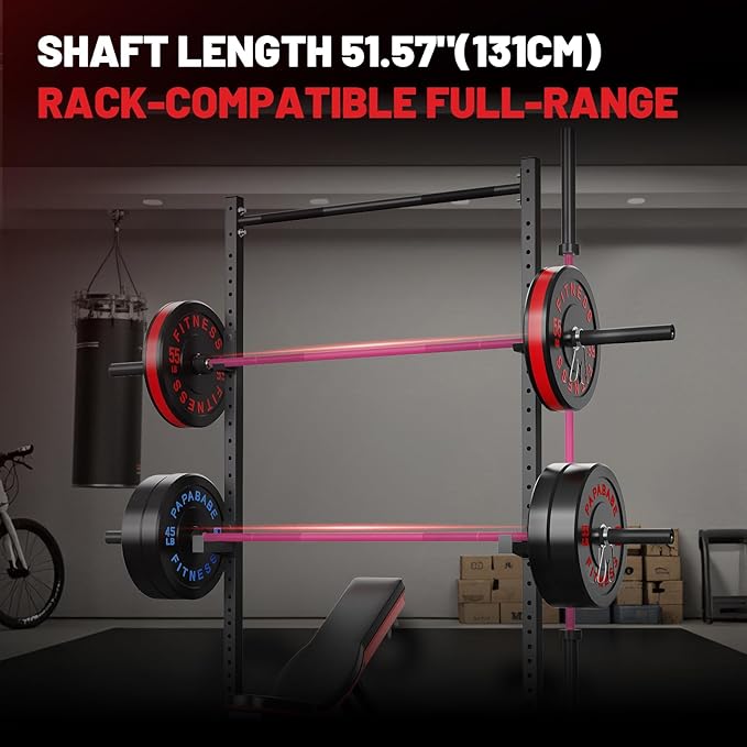 PAPABABE Olympic Barbell, 2-inch 45lb/35lb Weight Bar for Strength Training. 6.5ft/7ft Olympic Bar, 1000lb Plus Capacity, Chrome/Zinc Plating, knurled Grip for Bench Press Deadlift Squat