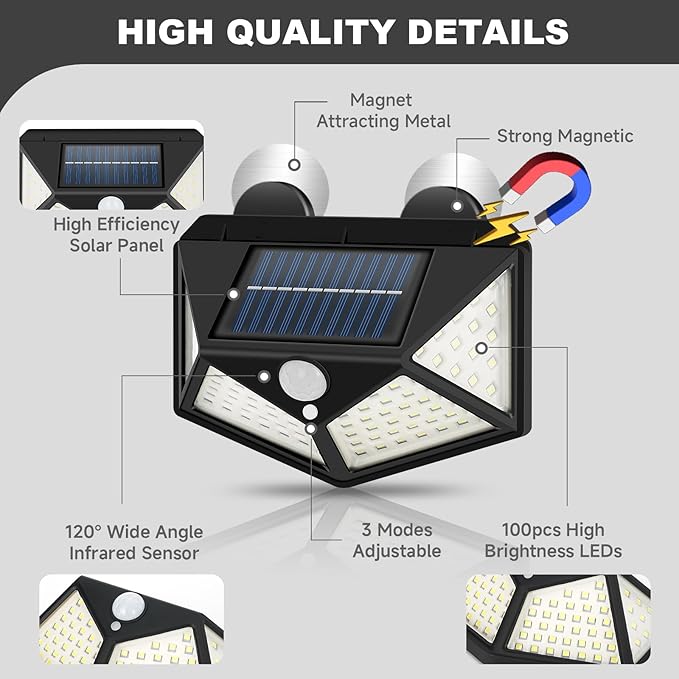 Magnetic Solar RV Light with Motion Sensor – Bright 100 LED RV Exterior Light, Waterproof RV Porch Lights for Camper, Trailer, Motorhome Outdoor– Easy Install with 2 Strong Magnets (2 Pack)