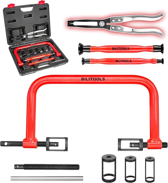 BILITOOLS 13pcs Valve Spring Compressor Tools with Straight Valve Stem Seal Plier, Valve Lapping/Grinding Tool