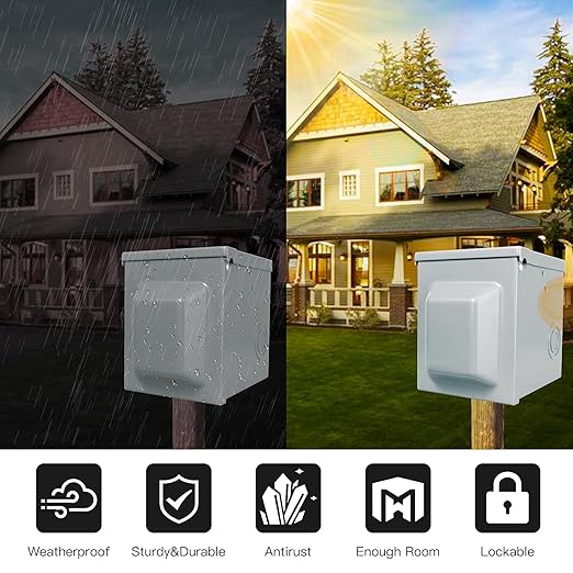 50 Amp 125/250 Volt RV Power Outlet Box, Enclosed Lockable Weatherproof NEMA 14-50R Outdoor Electrical Receptacle Panel, 50 Amp RV Receptacle for Camper Trailer Motorhome Electric Car Generator