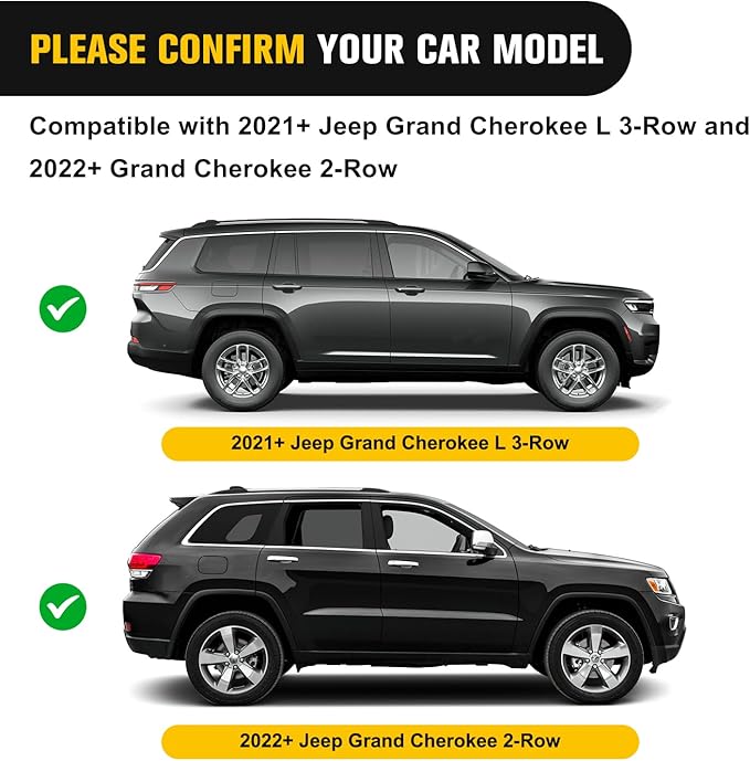 Nilight Roof Rack Cross Bars Fit for Jeep Grand Cherokee L 3-Row 2021 2022 2023 & Grand Cherokee WL 2-Row 2022-2023 Aluminum Rails Crossbars with Adjustable Length for Rooftop Cargo Tent Carrier Kayak