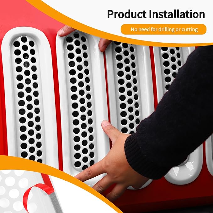 Hoolcar Front Grill Mesh Inserts Clip-in Honeycomb Grille Guard Cover Fit for Jeep Wrangler JK JKU 2007-2017, Exterior Accessories, White