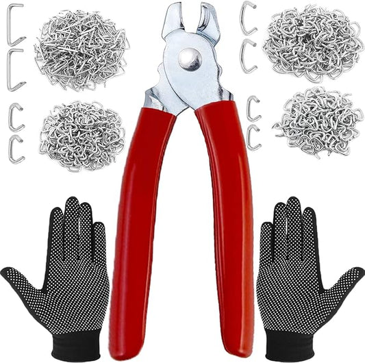 480Pcs 3/4" 1/2" 3/8" 1" Galvanized Hog Rings with Straight Hog Ring Pliers Assortment, Professional Upholstery Hog Rings Installation Kit for Bungee Shock, Cords, Animal Pet Cages, Bagging