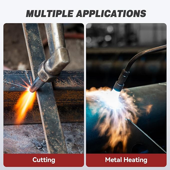 ARCCAPTAIN Oxy Acetylene Cutting Torch, Heavy Duty Cutting Torch Kit, CA2460 Cutting Attachment Weldig Torch with Check Valve, Cutting Tip 1-101 and 8-MFA Heating Nozzle