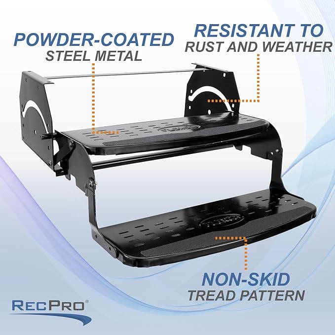 RV Steps 20" Step in Black | RV Stairs | RV Exterior Steps | Camper Steps (Double)