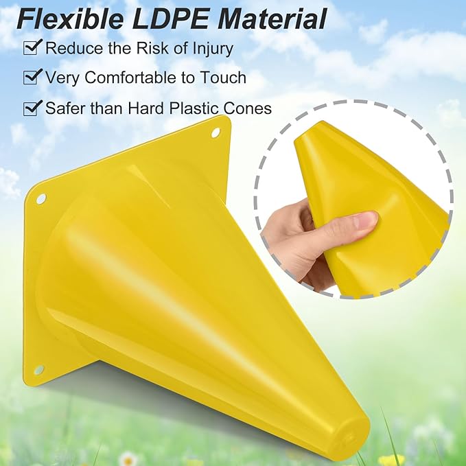 Leelosp 48 Pack 7" or 9" Plastic Traffic Cones Agility Field Marker Soccer/Safety/Sports/Training Cones for Skating Basketball Football Practice Drills Themed Party Decorations
