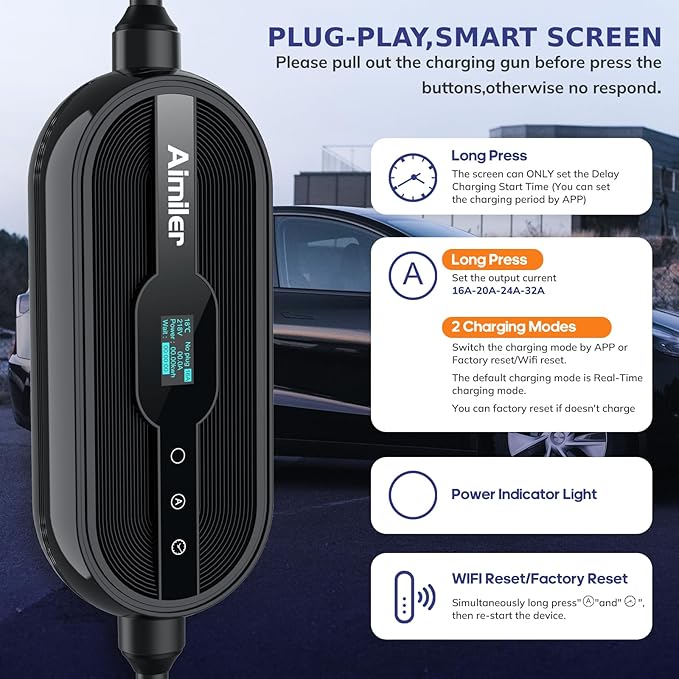 Level 2 Tesla Charger(Wireless WiFi APP), 240V, 32 Amp, NEMA 14-50 Plug, 25ft Cord - Portable/Home NACS Connector Electric Car(EV) Charger for Tesla - Compatible with Tesla Model X/Y/3/S