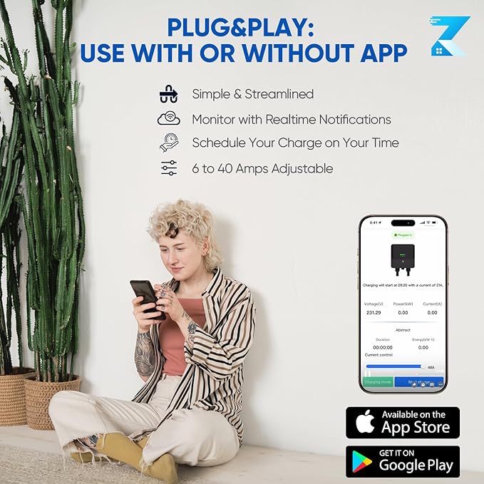 Level 2 EV Charger - 40Amp 240V 25FT Electric Vehicle Charging Station, Cable Smart Wall EV Chargers Level 2 for Home, RFID Card, WiFi Enabled, NEMA 14-50 - 9.6kW EVSE J1772, UL