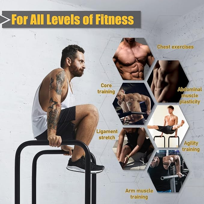 POWER GUIDANCE Dip Bar, Dip Stand Station for Full Body Strength Training, Adjustable Height 30Inches - 38.6Inched, 3 Colors Available