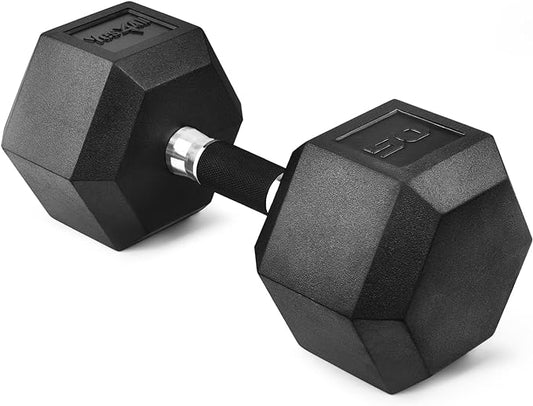 Yes4All Rubber Grip Encased Hex Dumbbell – Hand Weights With Anti-Slip 5-50 LBS Single