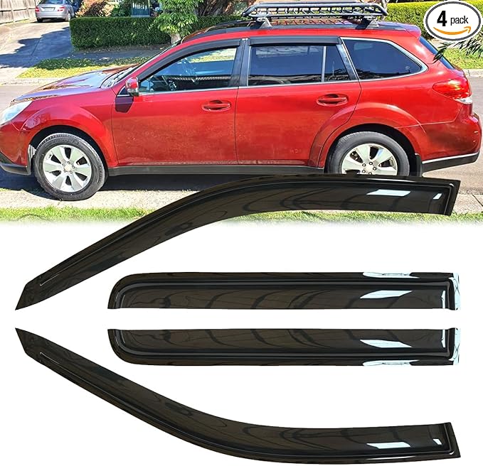 4pcs Original Shatterproof Rainproof Side Window Wind Deflectors for Outback 10-14,Tape-on Rain Guards Sets,Nice Looking Window Visors for Cars,Vent Deflector for 2010-2014 Outback 94484