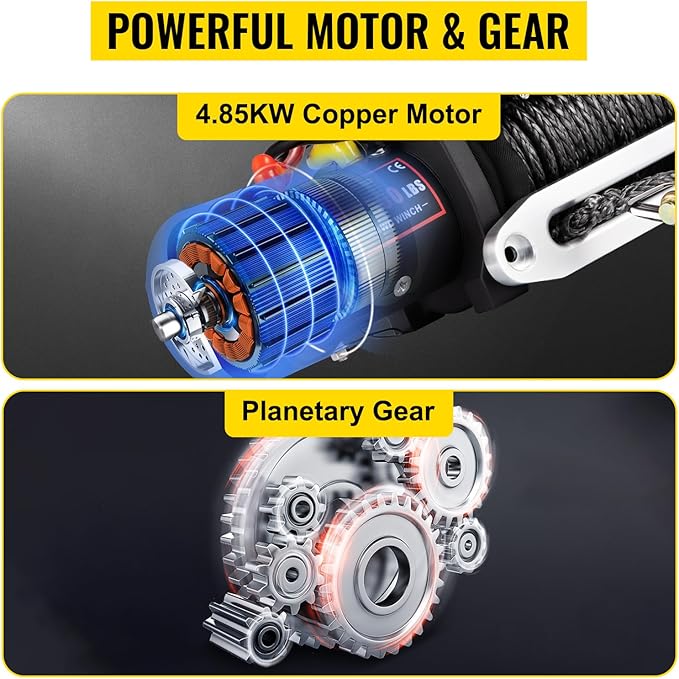 Electric Winch, Truck Winch, Waterproof Electric Winch Kit with Wireless Remote & Hawse Fairlead for Truck Jeep SUV Boat car (3500 lb)