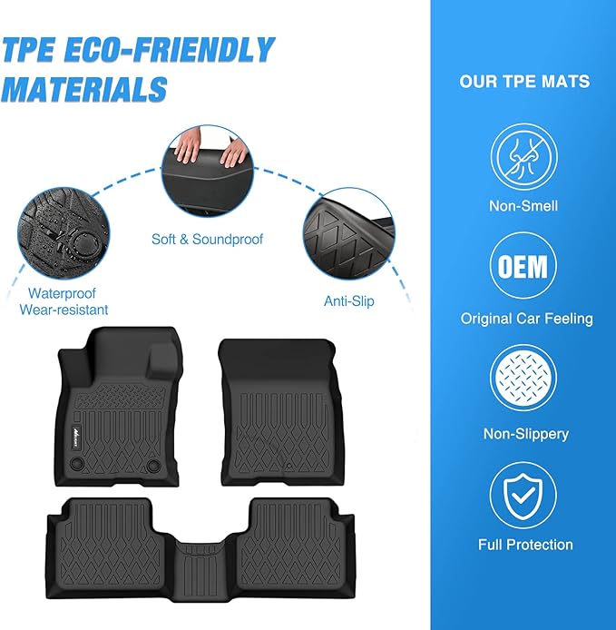 Nilight TPE Floor Mats for Ford Bronco Sport 4-Door 2021 2022 2023 2024 2025 All Weather Custom Fit Heavy Duty Floor Liners