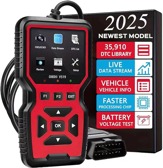 2025 New OBD2 Scanner Diagnostic Tool - Check Engine Light Code Reader with Reset, Battery Voltage Tester, Modes 6 & 8, Suitable for All OBD II Protocol Car & Truck Since 1996