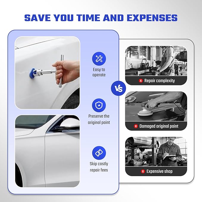 Car Dent Repair Removal Kit Small Paintless Auto Body Puller Remover Tool Tools,28Pcs Dent Pull Kits,Dent Remover Tool for Car Door Dents Hail Damage Refrigerator Dents (28Pcs-kit)