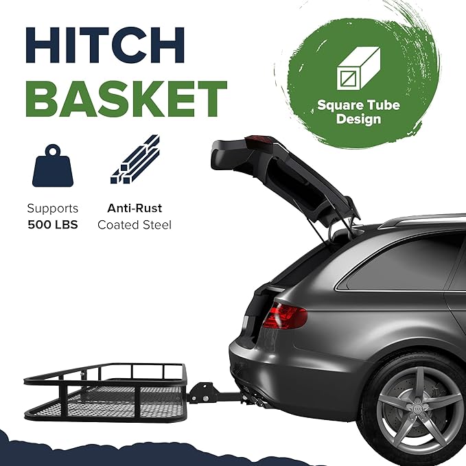 ARKSEN 60 x 23 x 5.5 Inch Folding Hitch Cargo Carrier,500 Lbs Capacity Heavy Duty 2 Inch Receiver Luggage Basket for SUV, Pickup Truck, Camping & Travel
