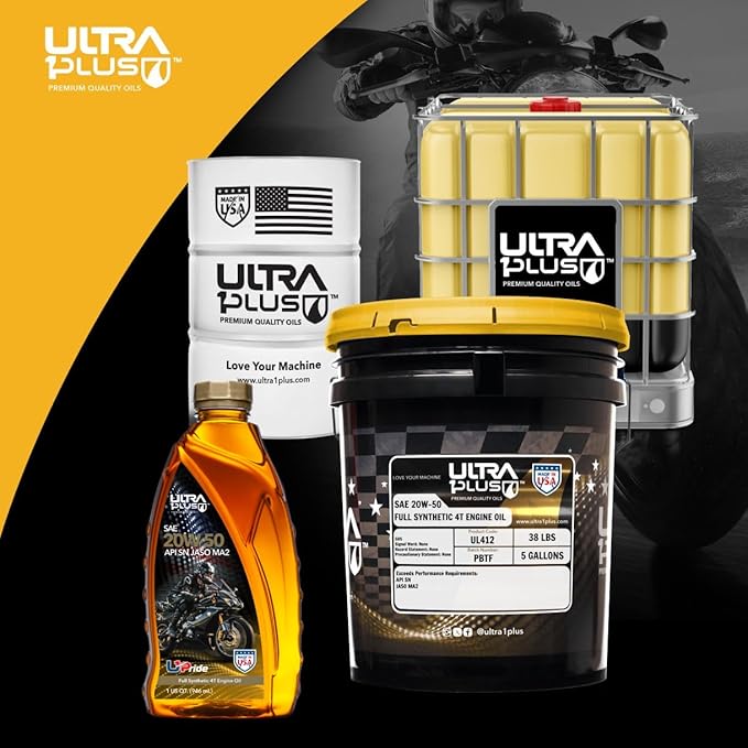 ULTRA 1PLUS 4T 20W-50 Full Synthetic Motorcycle Oil API SN JASO MA2-20W50 Motor Oil, 12 Quarts