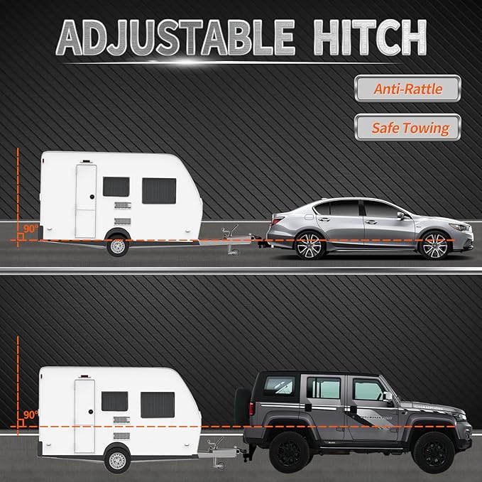 METOWARE Adjustable Trailer Hitch - Heavy Duty Tow Hitch (22,000 LBS GTW) Fits 2'' Receiver - 8'' Drop/Rise for Truck with 1-7/8" & 2" Hitch Ball, with Double Stainless Steel Locks & Hitch Pin