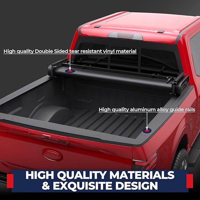 MOSTPLUS Quad Fold Soft Folding Truck Tonneau Cover Compatible for 2004 2005 2006 2007 2008 Ford F150 F-150 (Excl. 2004 Heritage) Styleside Four Fold On Top (5.5 FT)