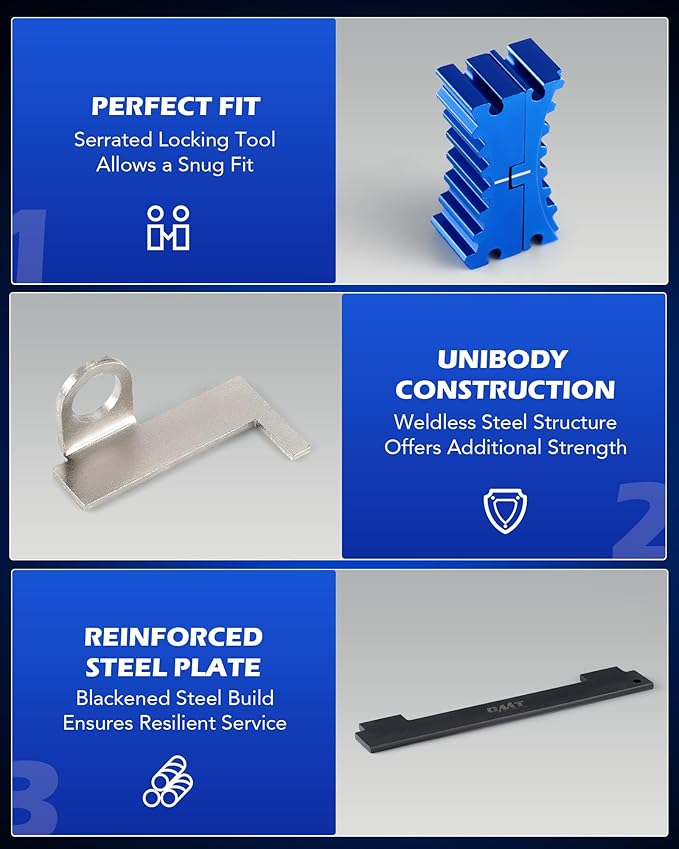 Orion Motor Tech Engine Camshaft Tensioning Locking Alignment Timing Belt Tool Kit with Water Pump Wrench, Camshaft Holding Tool Compatible with Aveo Chevy Cruze Fiat Alfa Romeo 1.4 1.6 1.8 L