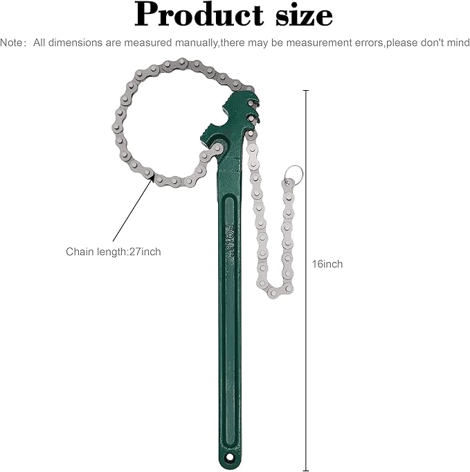 Jeemiter Heavy Duty Ratcheting Chain Wrench, 16 Inches Automotive Oil Fuel Filter Chain Wrench fits 1.5" to 8" Diameter Pliers Adjustable Removal Remover Tool