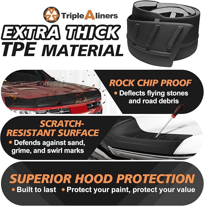 TripleAliners Hood Deflector Protector Compatible with 2021-2024 2025 Ford F150 F-150 Accessories Hood Protector TPE Bug Deflector Shield Replacement(Not Fit Tremor/Raptor, 2024+Platinum/King Ranch)