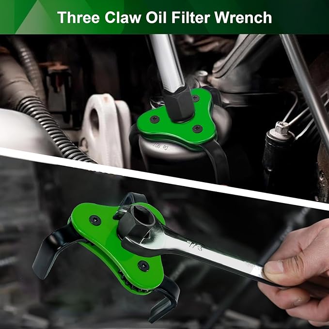 Universal Heavy Duty Oil Filter Wrench - Adjustable 3 Jaw Grip (2.5" to 4.5") for Car, Truck, SUV, Motorcycle, Carbon Steel Oil Filter Removal Tool