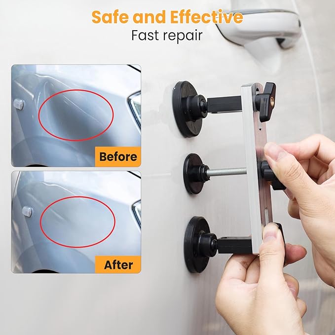 Car Dent Puller Kit, 135pcs Paintless Dent Removal Kit, Car Dent Repair Kit with Golden Lifter, Bridge Puller, Slide Hammer 2 in 1 T-Bar, Dent Puller for Car Refrigerator Door Ding Repair