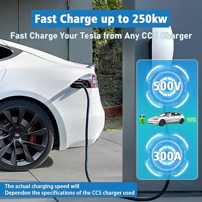 CCS to NACS Adapter for Tesla Model 3 Y S X & NACS EVs, 500A 1000V Fast Charging Converter, UL 2252 Certified CCS1 to Tesla Adapter, Compatible with Super Fast DC Chargers (Not for Cybertruck)